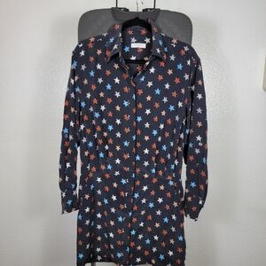 Equipment Femme Claudette Silk Star Elipse Multi Button Shirt Dress Women's Sz 2